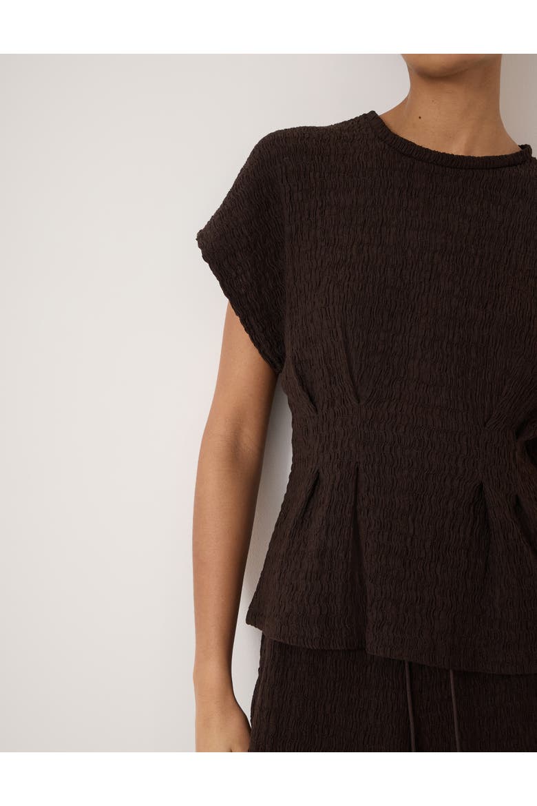 Keira Textured Pleat Release Jersey Top, Alternate, color, Dark Brown