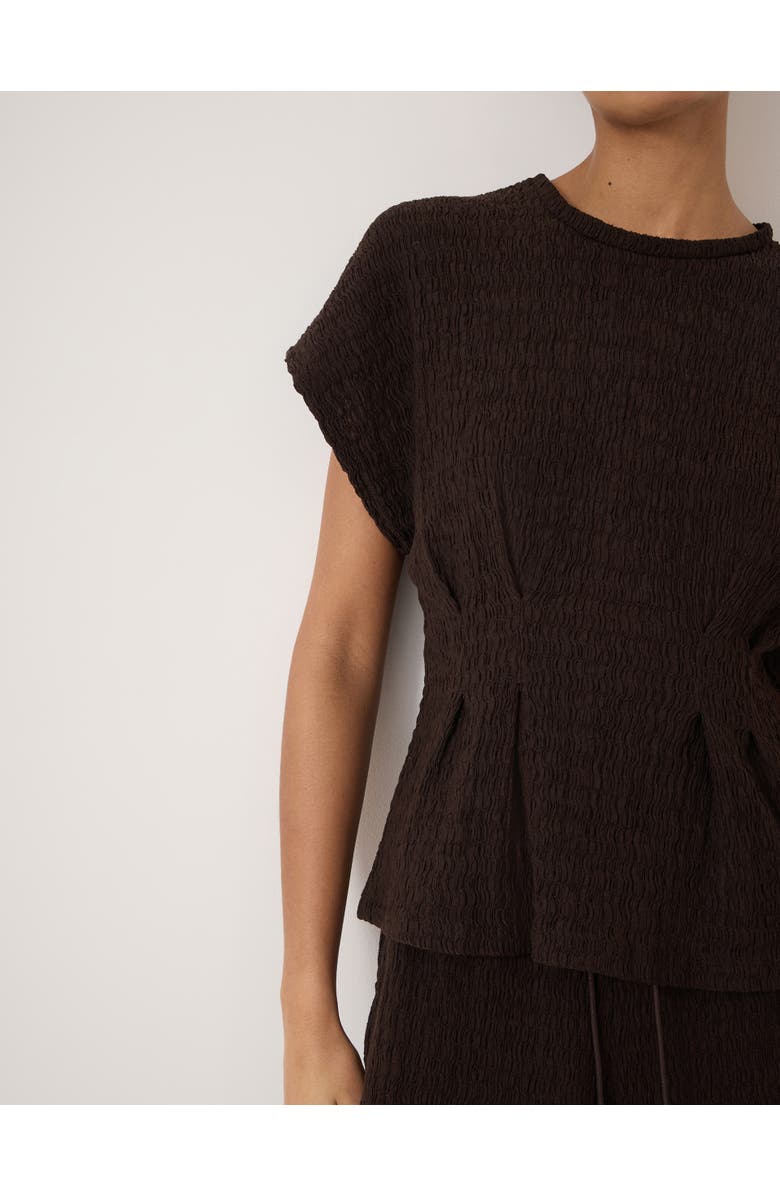 Hush Keira Textured Pleat Release Jersey Top, Alternate, color, Dark Brown