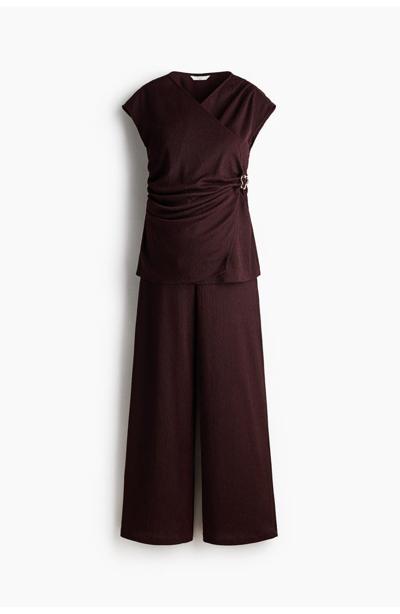 H&M Mama 2-piece Crinkled Jersey Set, Alternate, color, Dark Brown