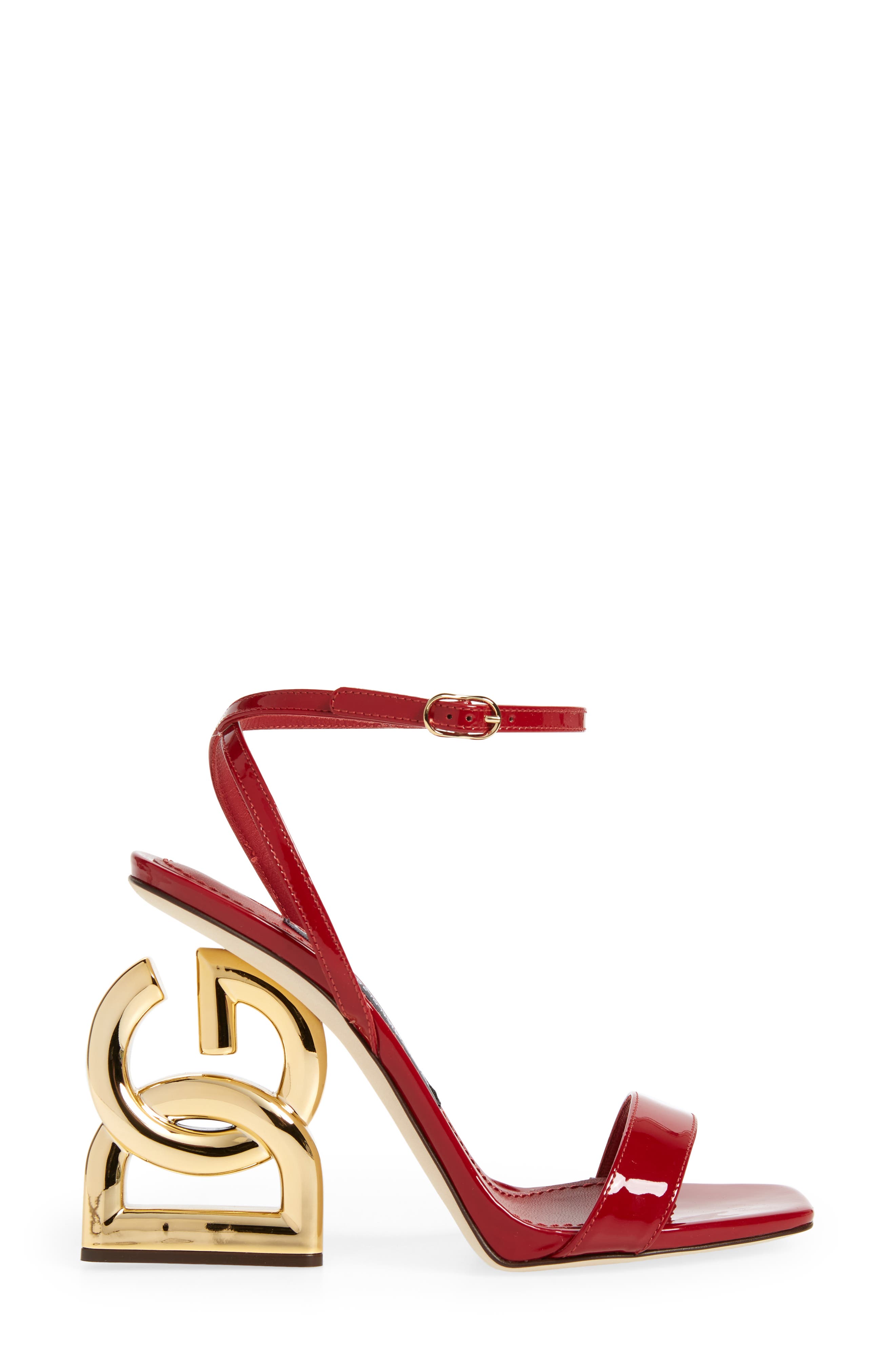 Logo Heel Ankle Strap Sandal, Alternate, color, ROSSO