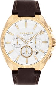 COACH Jackson Chronograph Leather Strap Watch, 44mm