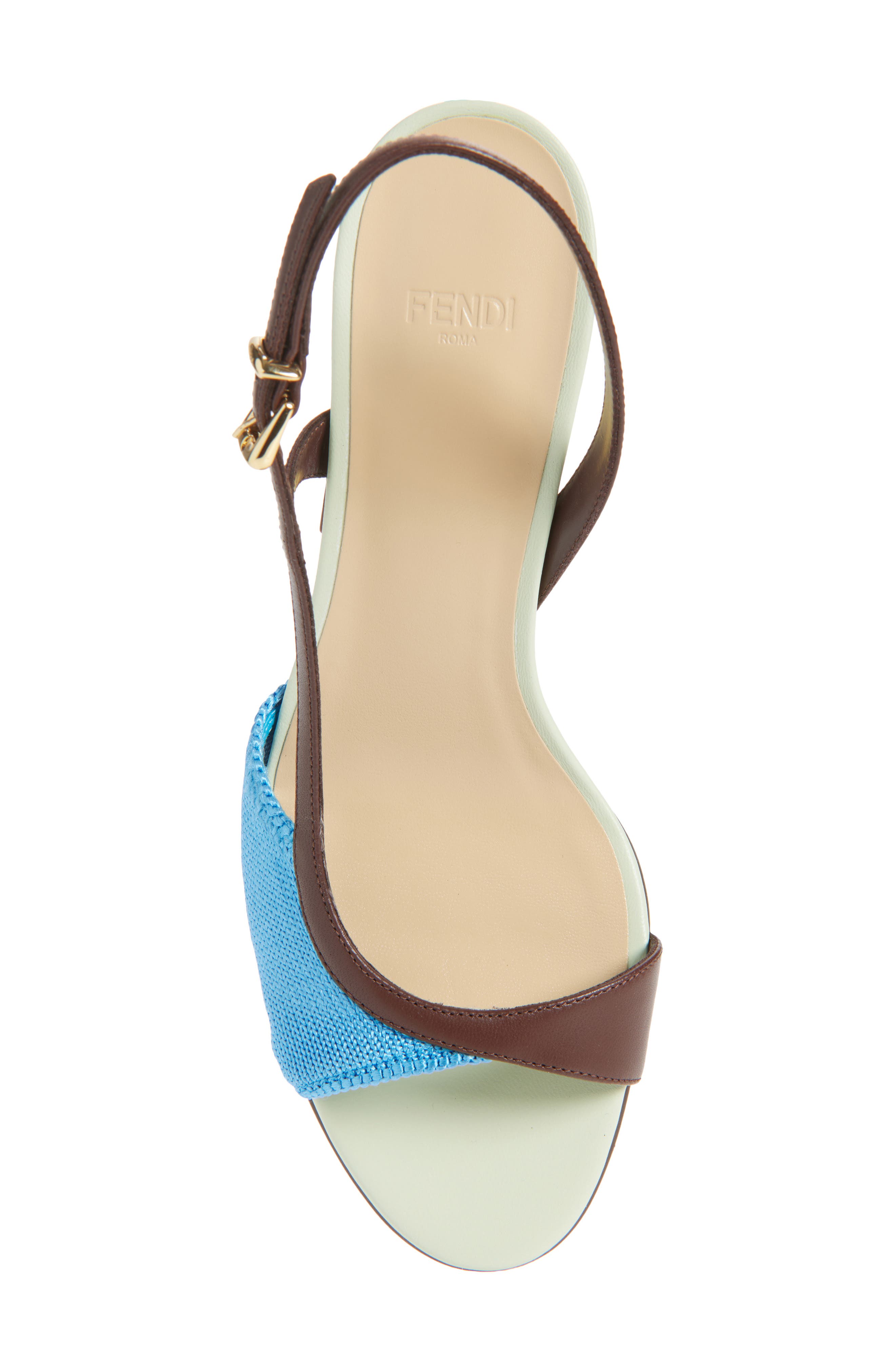Fendi Arco Slingback Sandal, Alternate, color, Blue Carta Zucch Mahogany