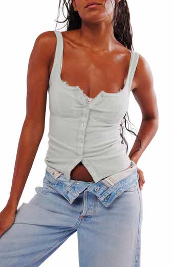 Free People End Game Pointelle Button-Up Tank