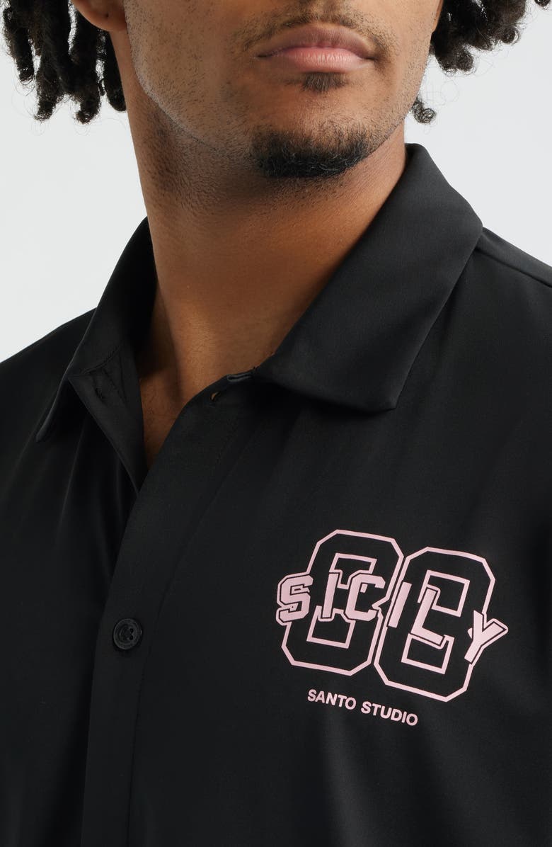 SANTO STUDIO Ryan Graphic Button-Up Shirt, Alternate, color, Black