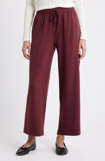 Caslon ® Ankle Wide Leg Sweatpants In Burgundy