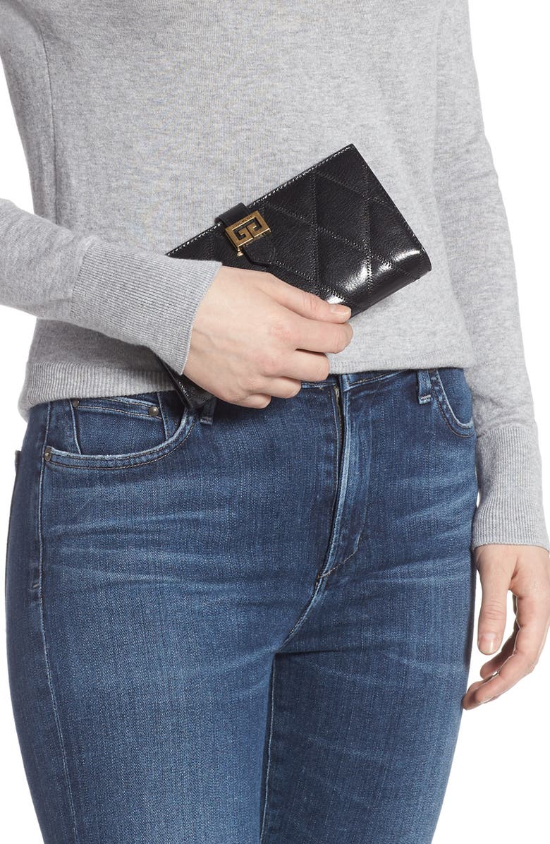 Givenchy GV3 Diamond Quilted Leather Wallet, Alternate, color,