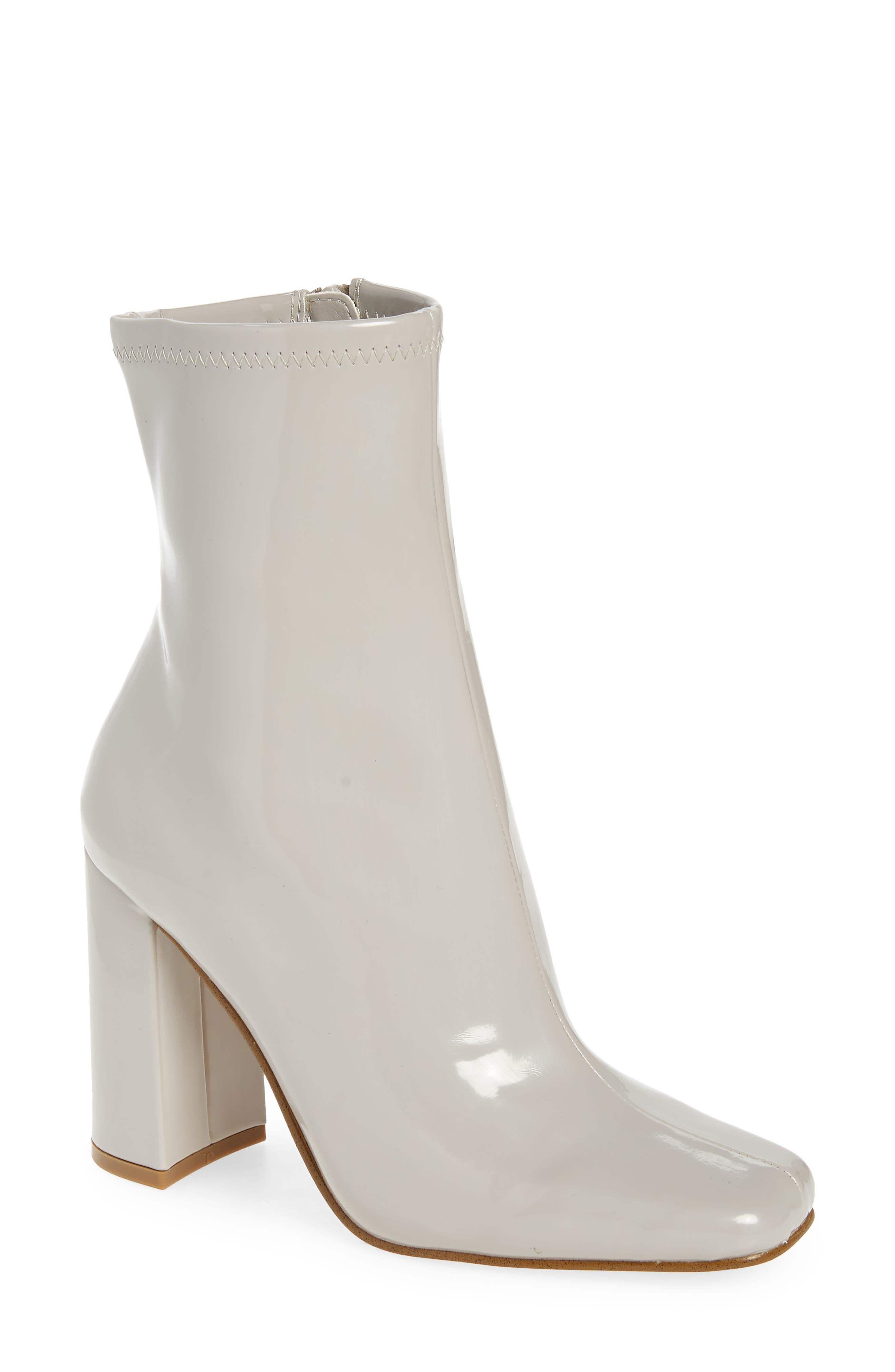 Lynden Block Heel Bootie, Main, color, GREY PATENT