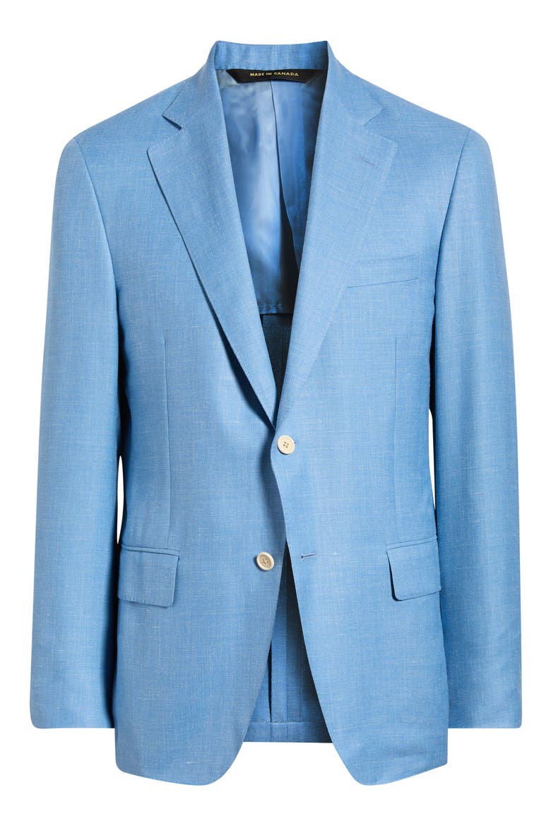 Light Blue Slub Wool Blend Sport Coat, Alternate, color, BLUE