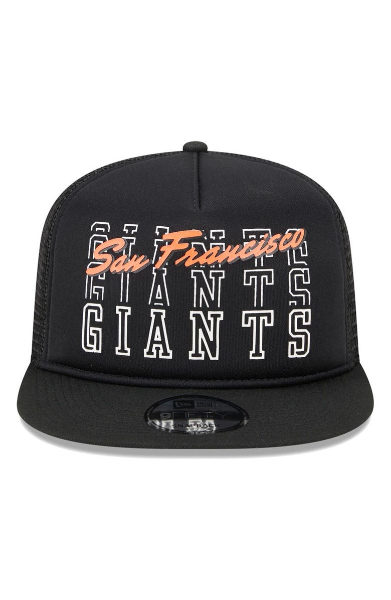 New Era Men's New Era Black San Francisco Giants Street Team A-Frame Trucker 9FIFTY Snapback Hat, Alternate, color, Black