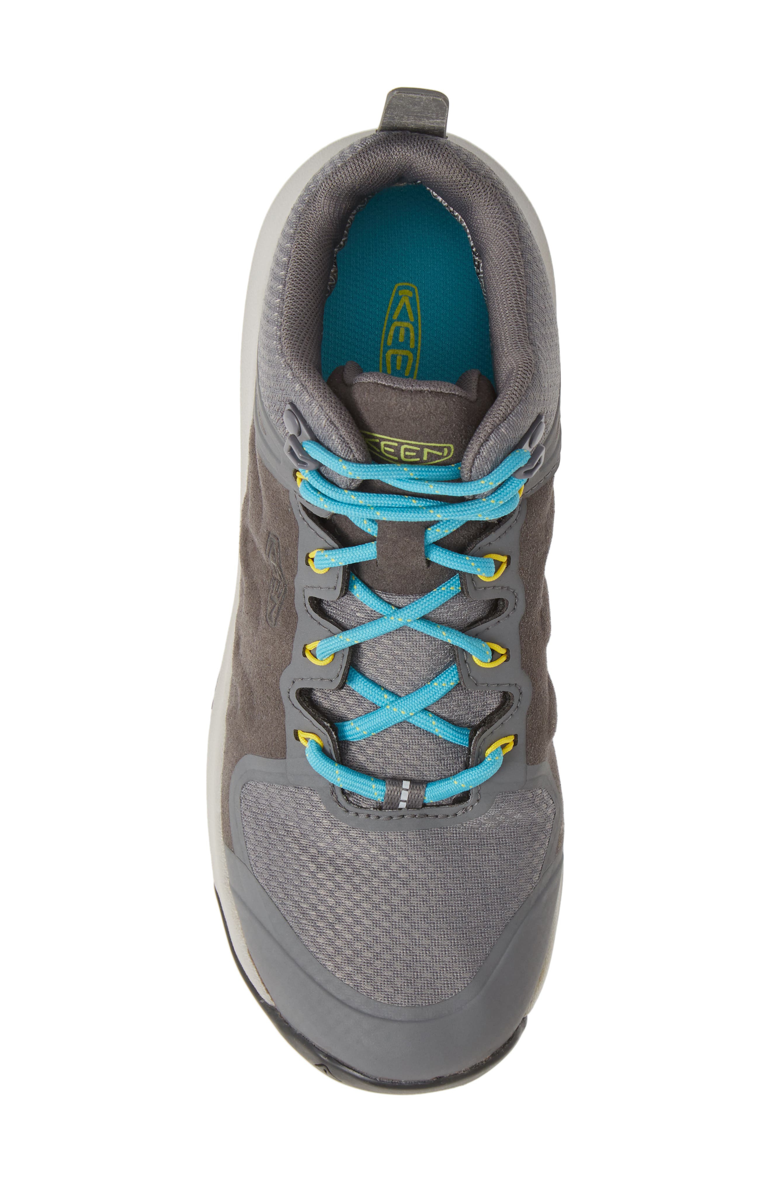 Explore Waterproof Mid Top Trail Shoe, Alternate, color, STEEL GREY/ BRIGHT TURQUOISE
