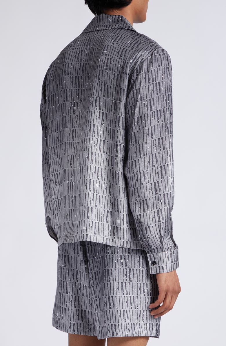 AMIRI Paint Splatter Gradient Logo Silk Twill Button-Up Shirt, Alternate, color, 