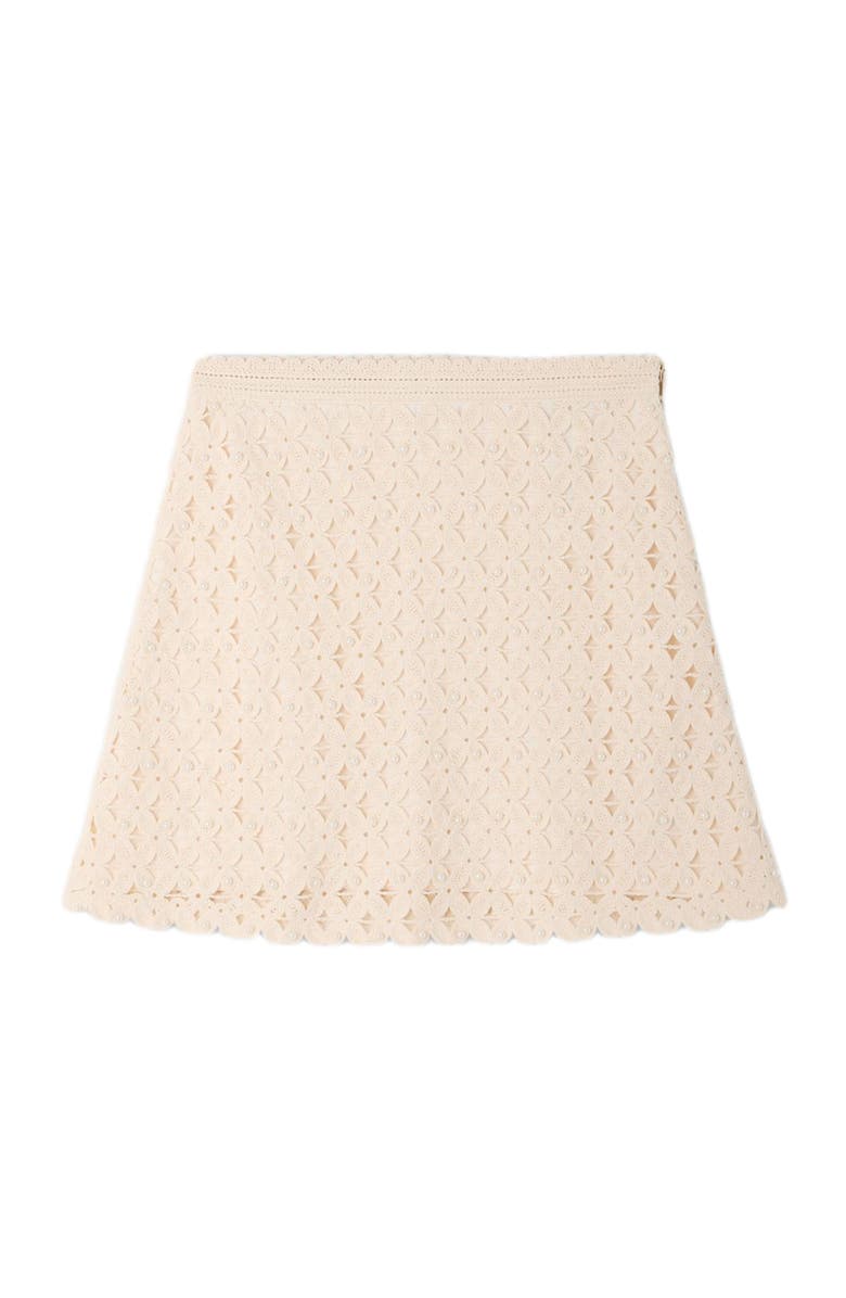 SANDRO Short beaded crochet skirt, Alternate, color, Ecru