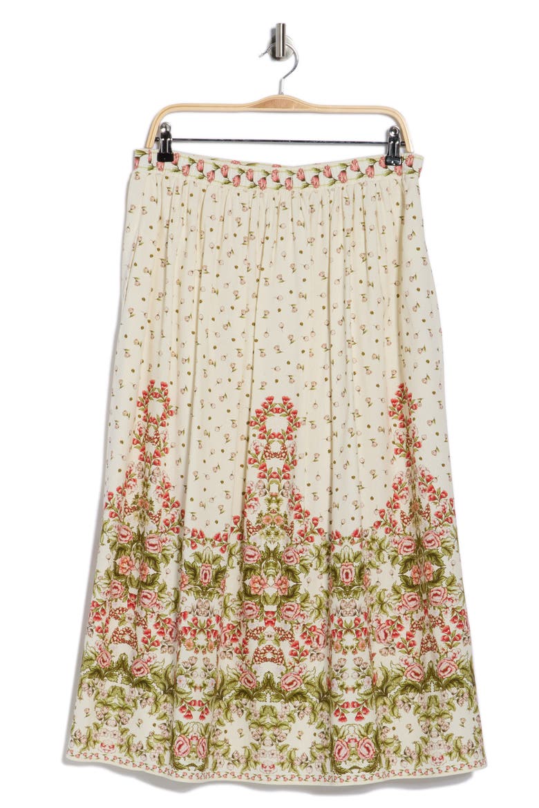 Border Print Maxi Skirt, Alternate, color, BIRCH LEAFY FLORAL FRAME