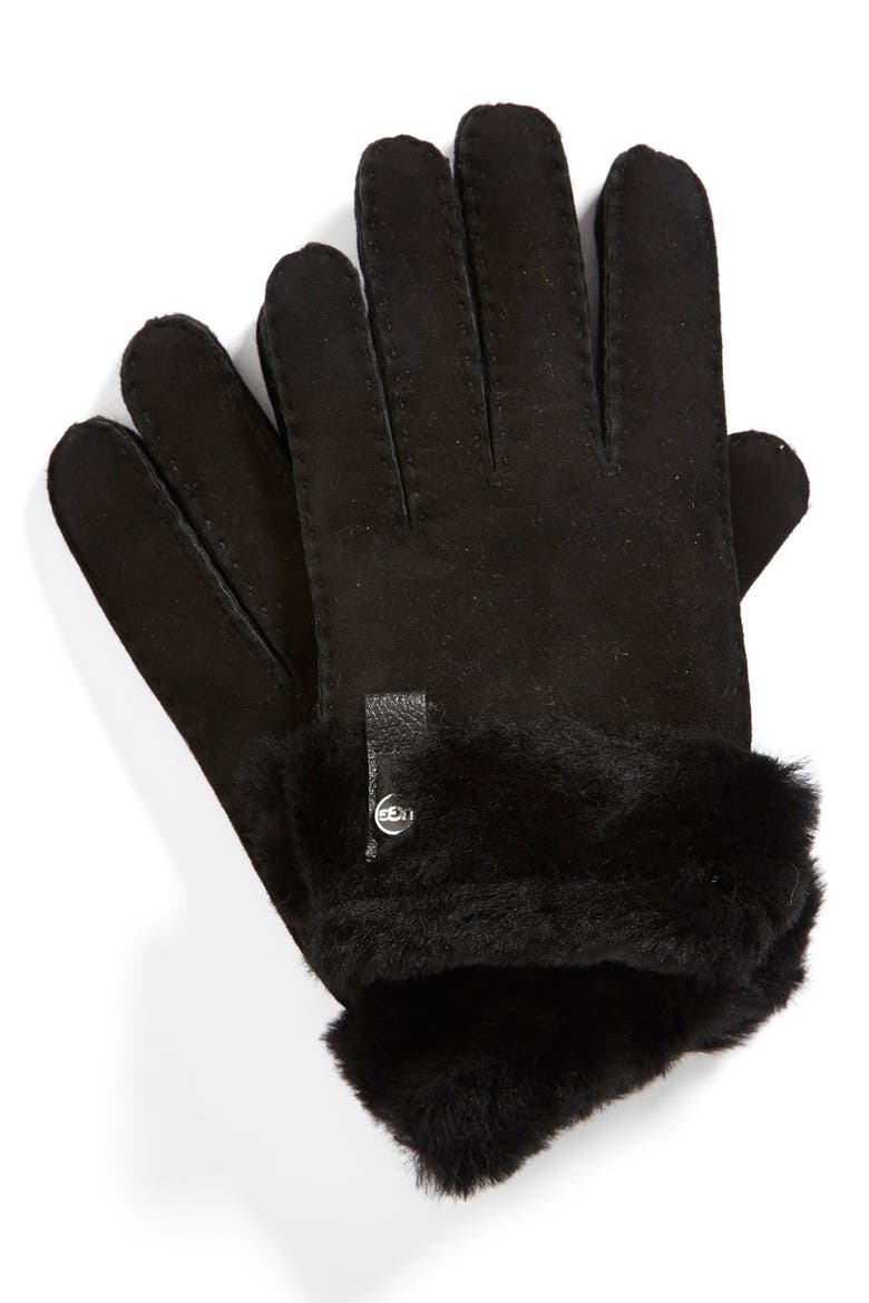 Australia 'Tenney' Genuine Shearling Gloves, Alternate, color, BLACK