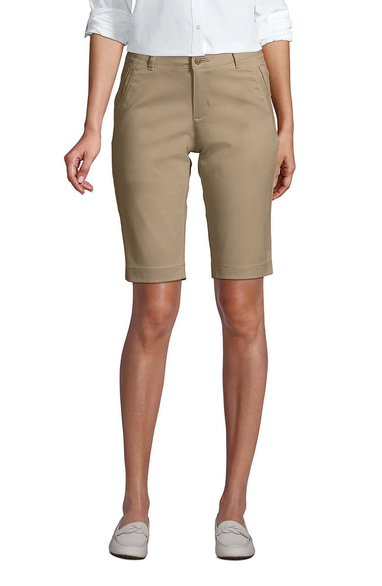 Lands' End School Uniform Young  Stretch Chino Bermuda Shorts, Main, color, Khaki
