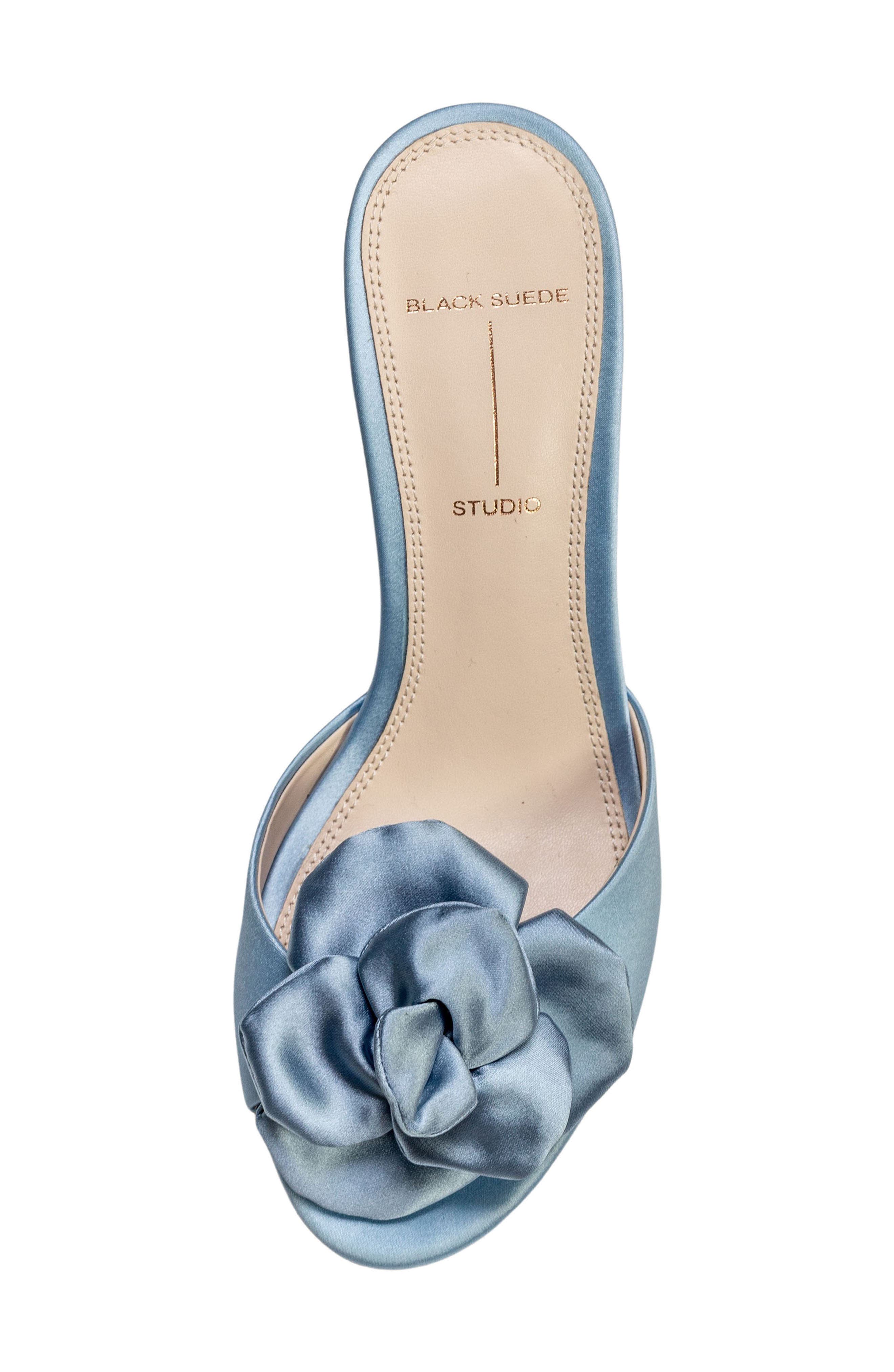 BLACK SUEDE STUDIO Josey Slide Sandal, Alternate, color, Blue Fog Satin