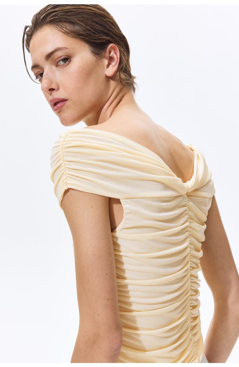 H&M Gathered Off-the Shoulder Top, Alternate, color, Yellow