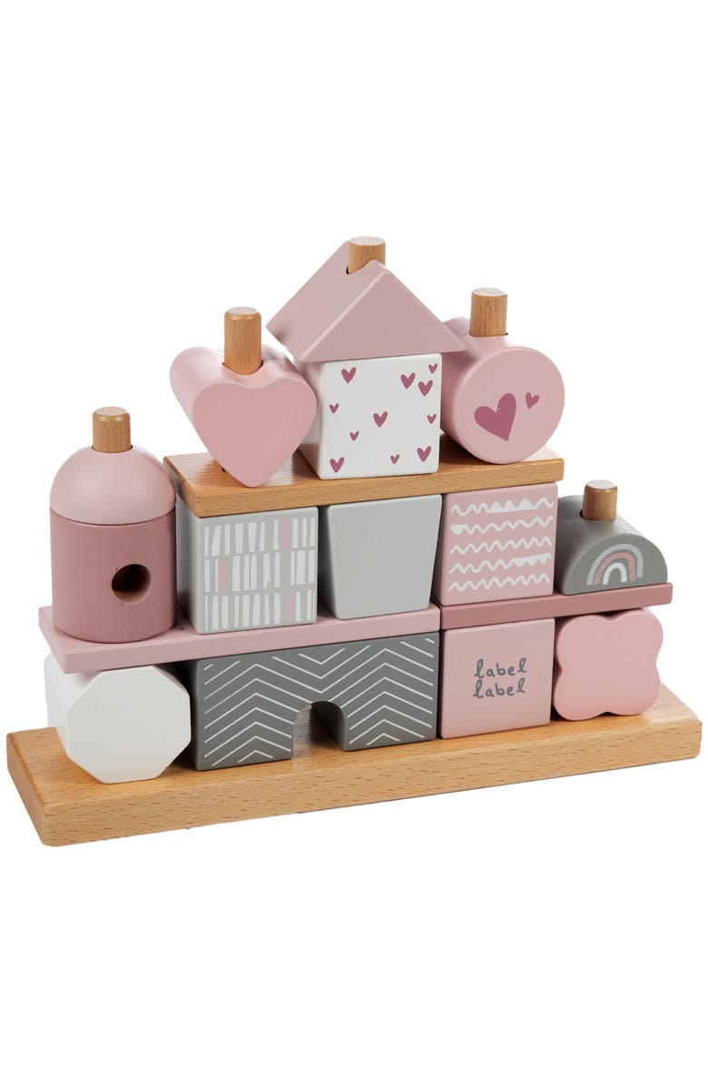 Label Label Stacking Blocks House Pink, Wooden & Colored Blocks, 18M+, Main, color, Multicolored