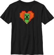 MINECRAFT Boy's Minecraft Valentine's Day Creeper Heart Graphic T-Shirt