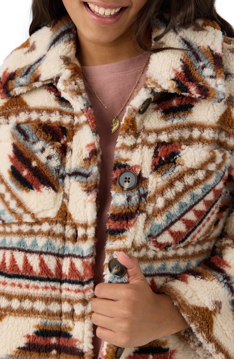 O'Neill Kids' Gene Print Faux Shearling Jacket, Alternate, color, 