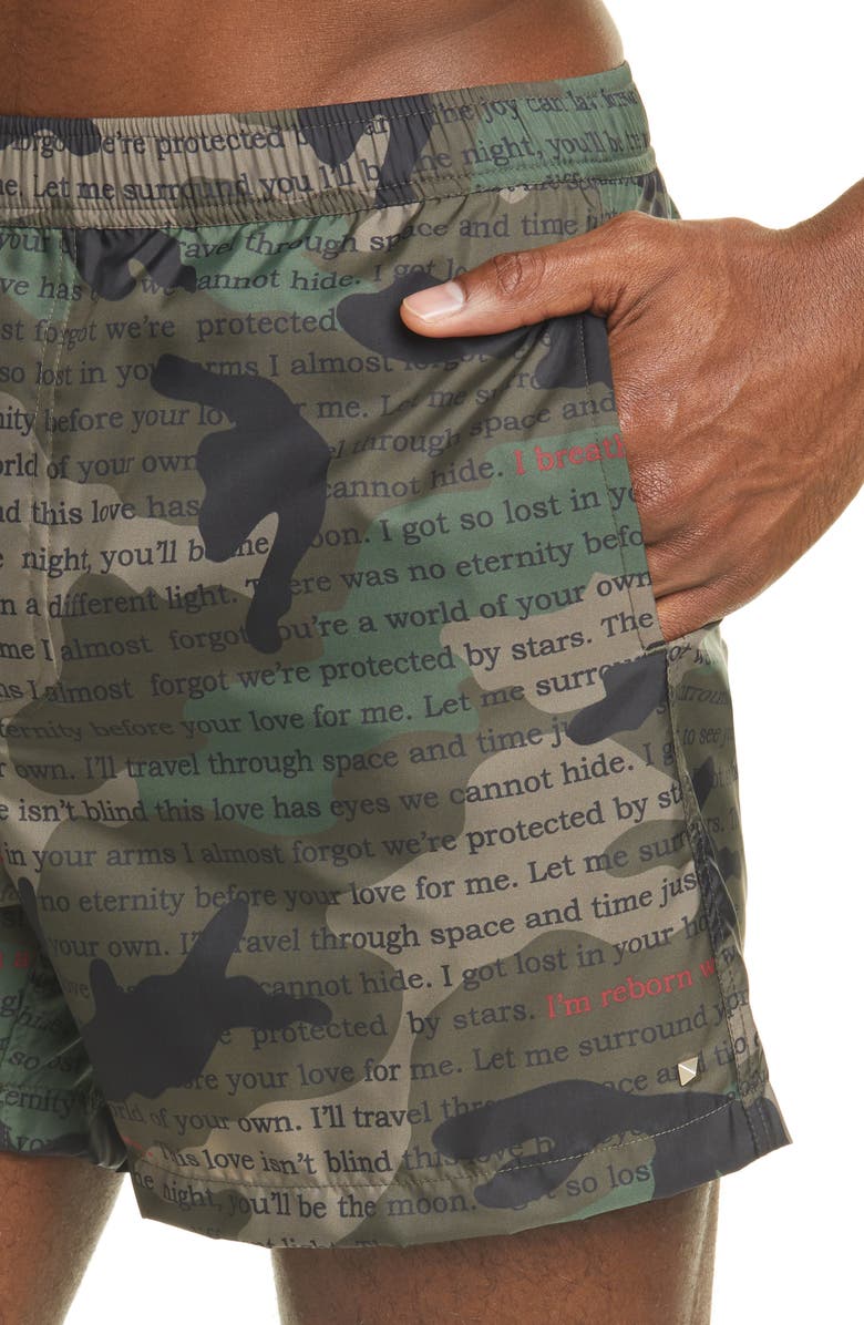 Valentino Layered Camo Print Swim Trucks, Alternate, color, 