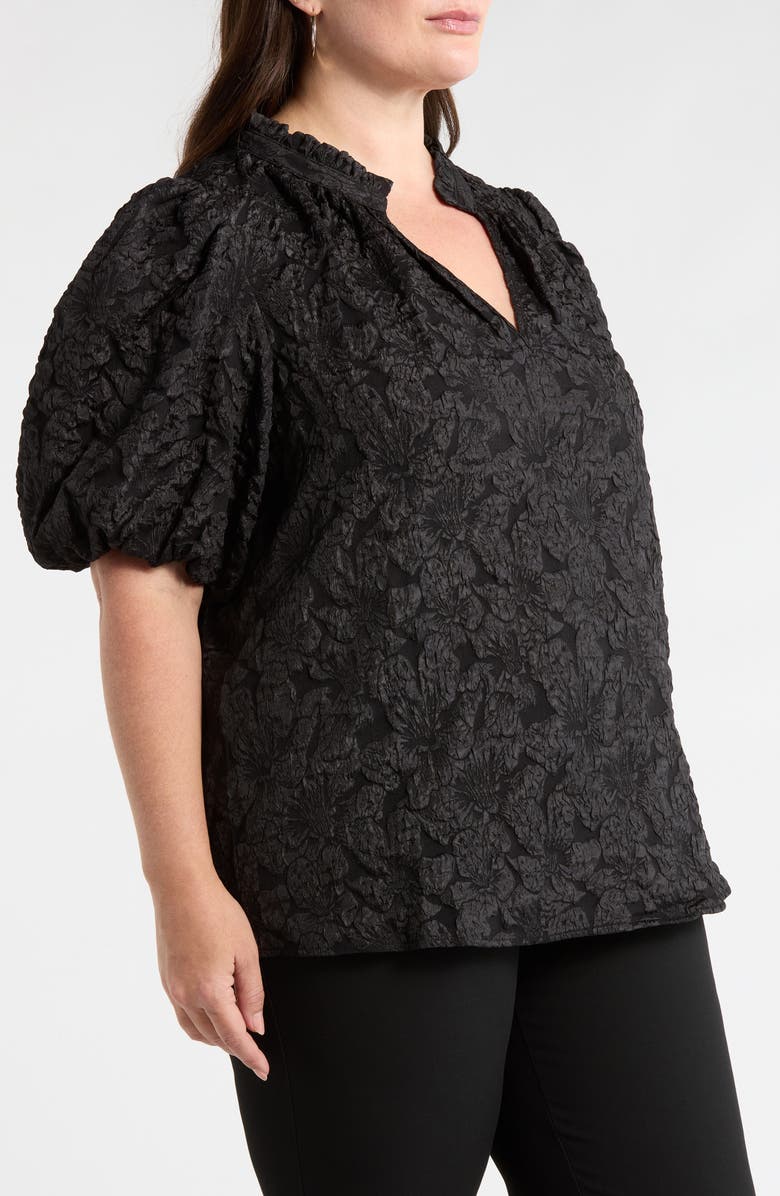 SUGARLIPS Arielle Jacquard Puff Sleeve Top, Alternate, color, Black