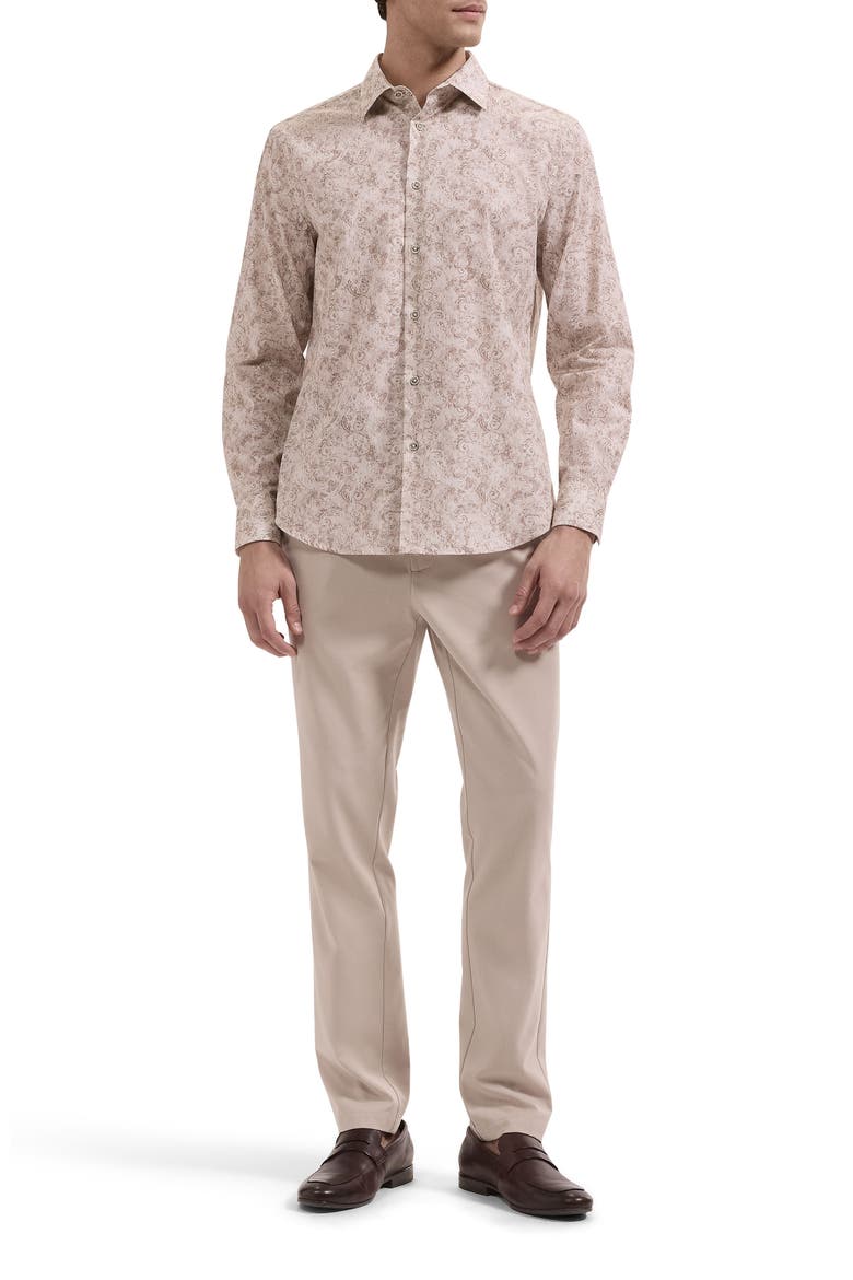 Julian Shaped Fit Paisley Button-Up Shirt, Alternate, color, COBBLESTONE