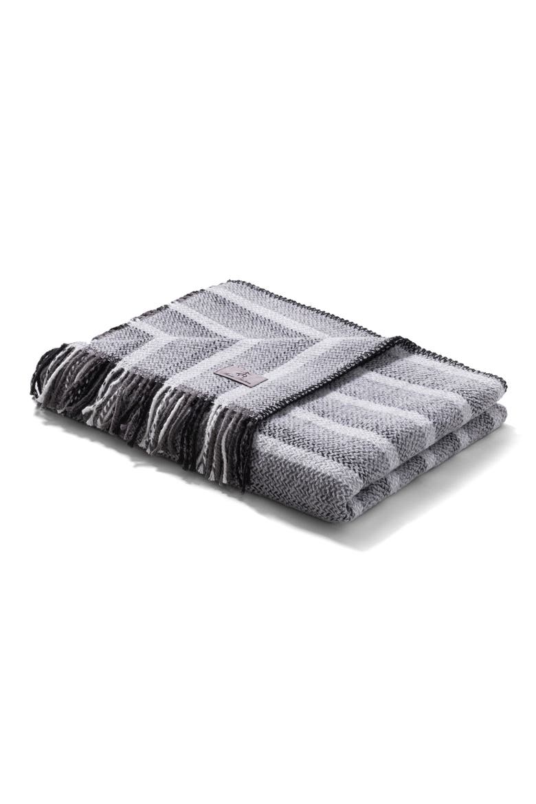 Herringbone Fringe Throw Blanket, Main, color, SILVER