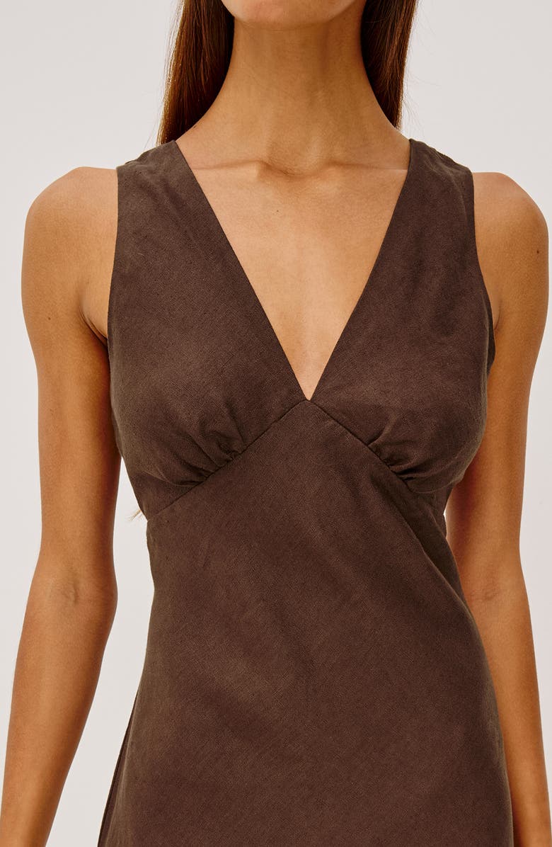 Rails Avianna Plunge Neck Linen Dress, Alternate, color, Espresso