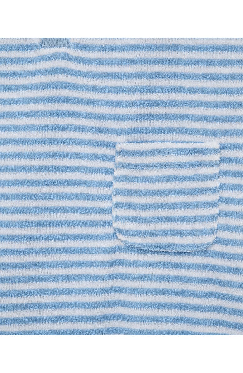 Little Me Stripe Terry Romper & Hat Set, Alternate, color, Blue