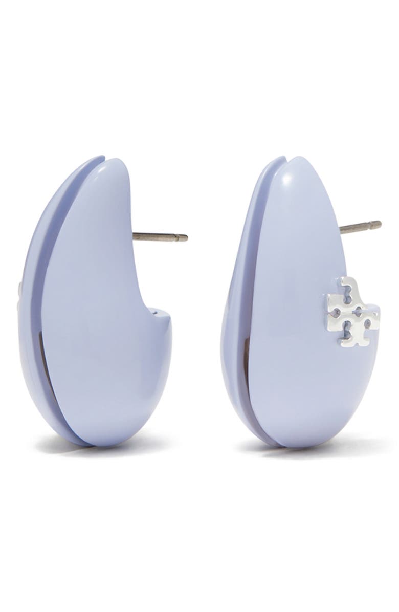 Tory Burch Small Wave Drop Earrings, Alternate, color, Light Blue
