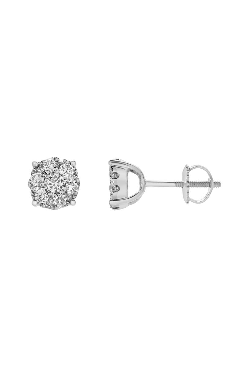 LuvMyJewelry Ballmore 10K Gold Diamond Unisex Earrings - 1.02 Cts, Main, color, 10K White Gold