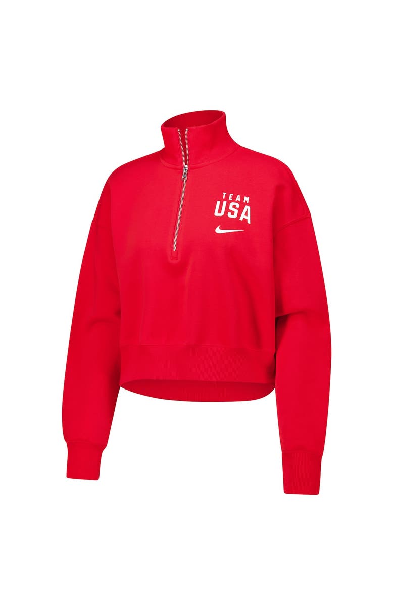 Nike Women's Nike Red Team USA Phoenix Cropped Half-Zip Jacket, Alternate, color, 