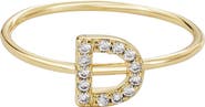 Adornia Pavé CZ Initial Charm Ring