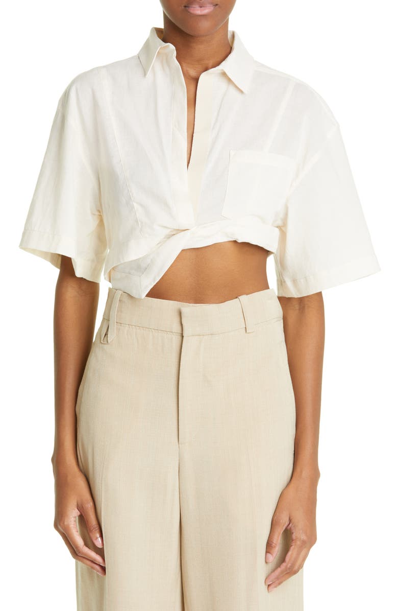 Jacquemus La Chemise Capri Twist Cotton Shirt, Main, color,
