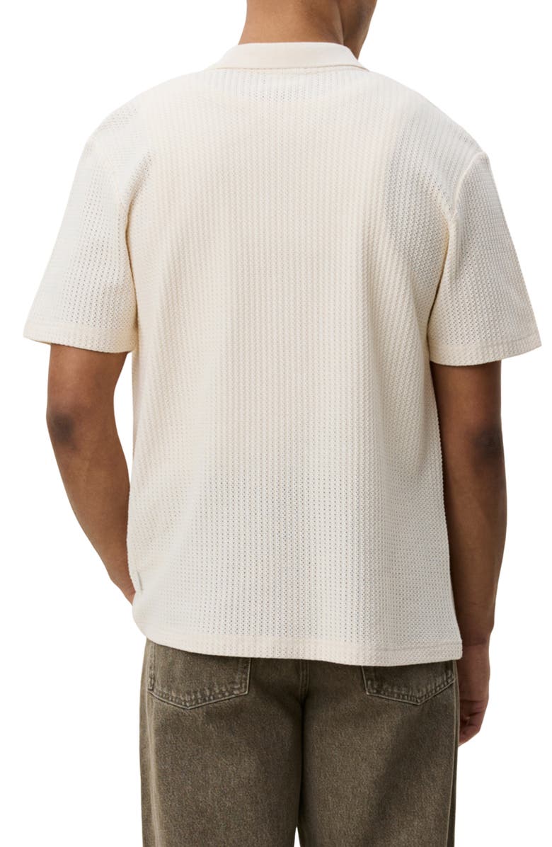 Les Deux Pointelle Short Sleeve Cardigan, Alternate, color, Eggnog White