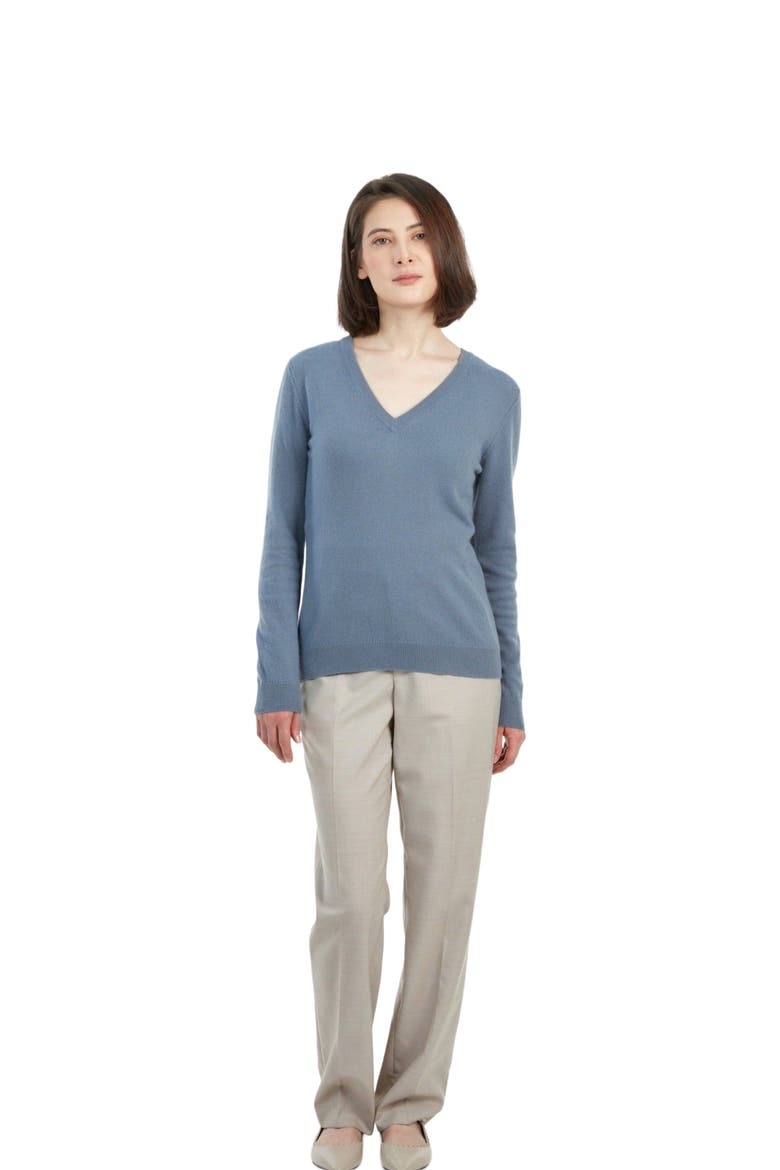 V-Neck Sweater, Alternate, color, purple impression