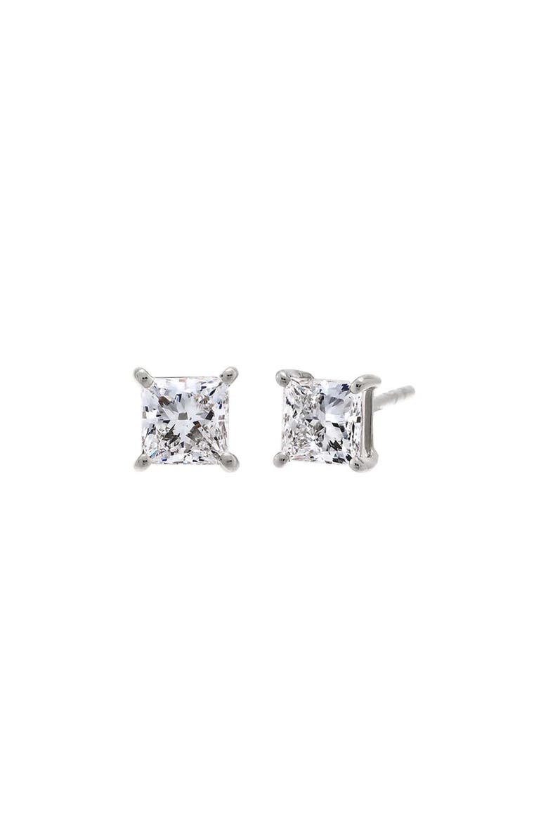 BY ADINA EDEN Lab Grown Diamond Princess Cut Four Prong Stud Earring 14K, Main, color,