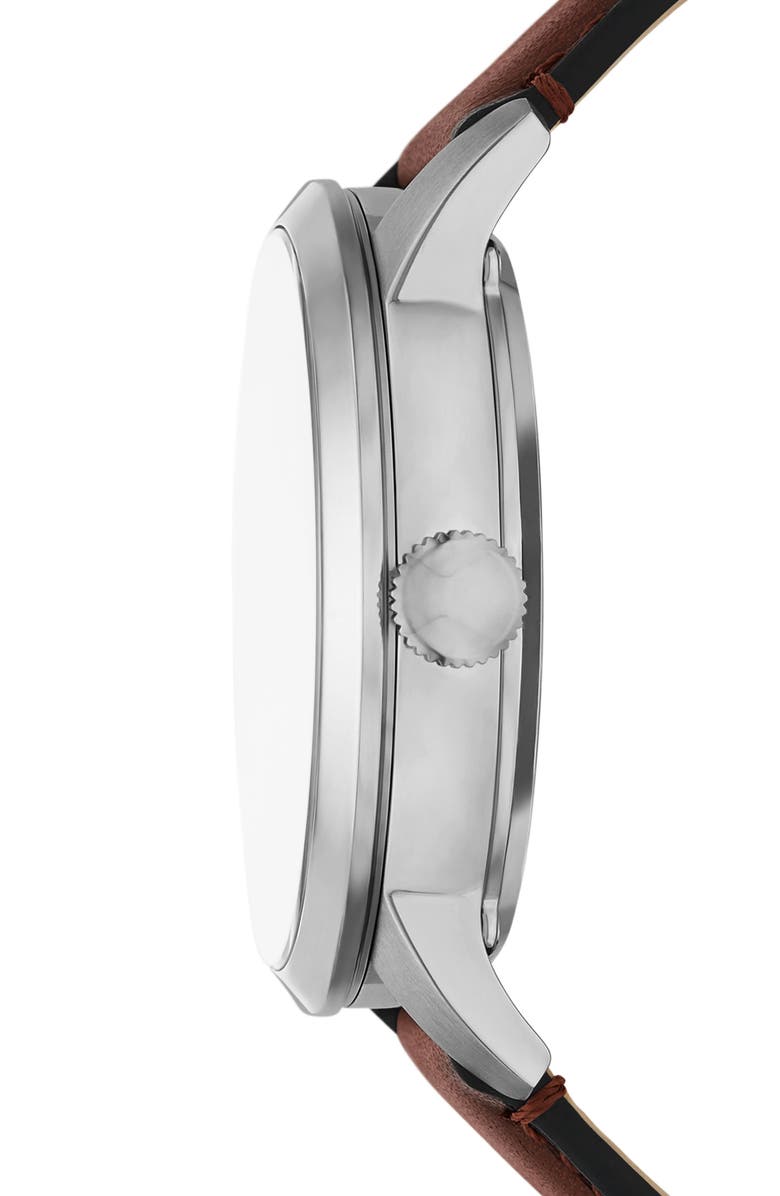 Fossil Townsman Automatic Leather Strap Watch, 44mm, Alternate, color, Brown