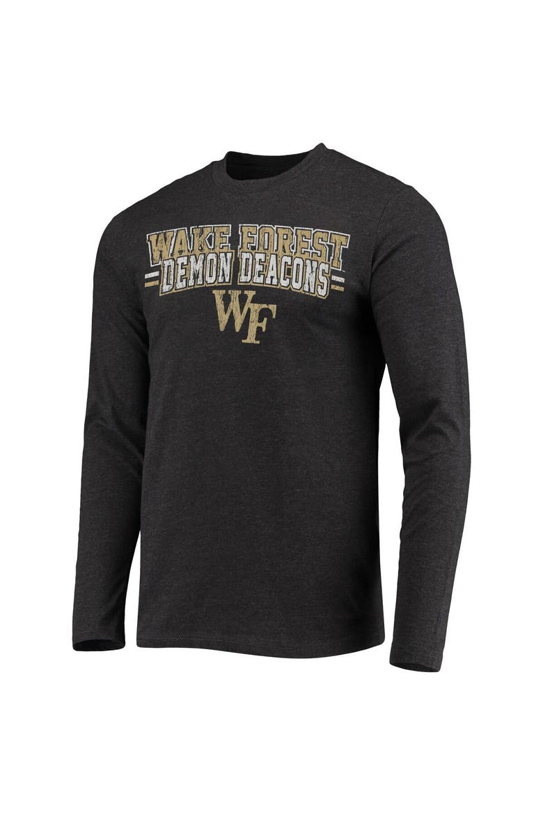 Men's Concepts Sport Black/Heathered Charcoal Wake Forest Demon Deacons Meter Long Sleeve T-Shirt & Pants Sleep Set, Alternate, color, Black