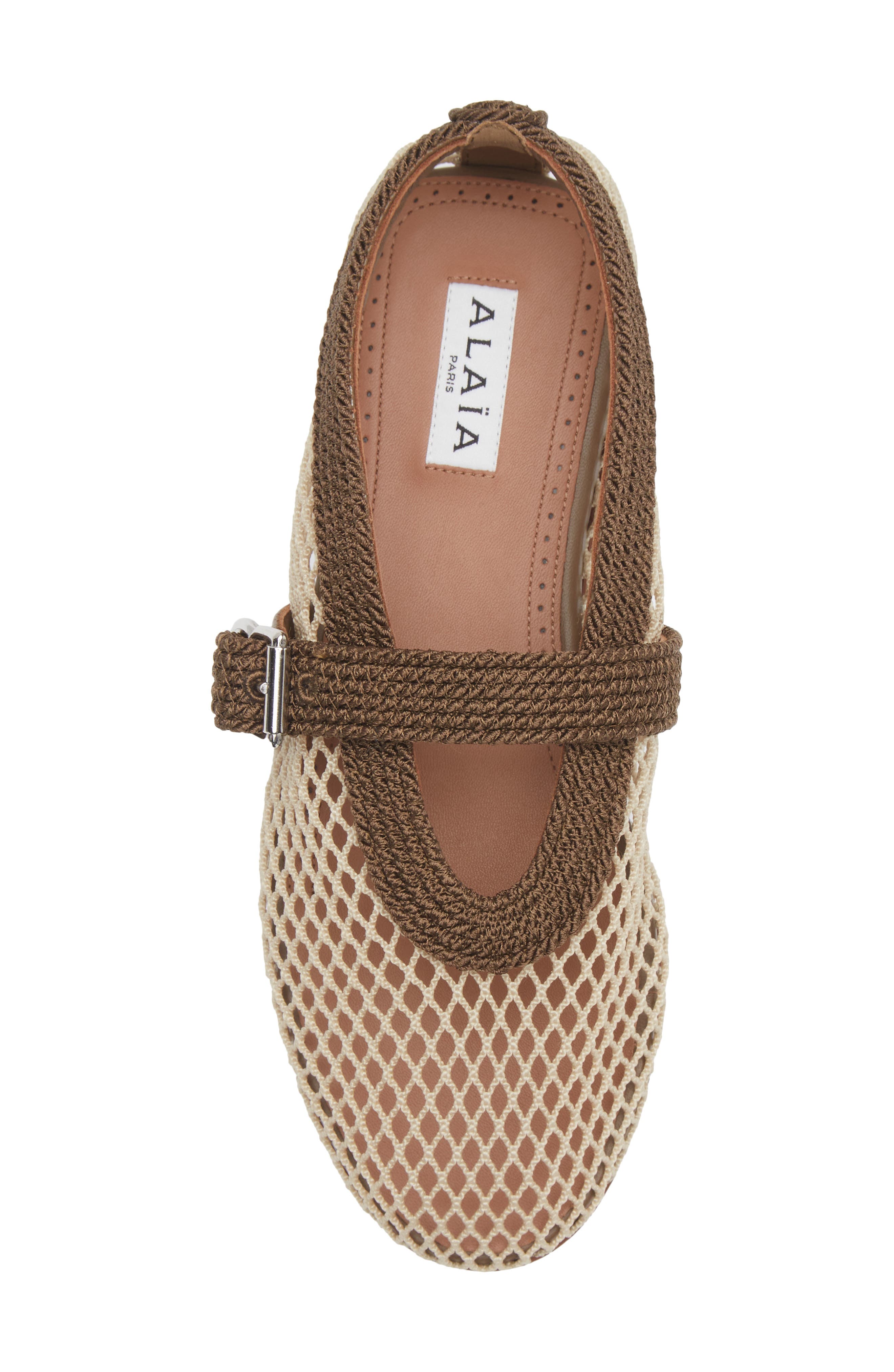 Alaïa Mesh Mary Jane Flat, Alternate, color, Vert Kaki
