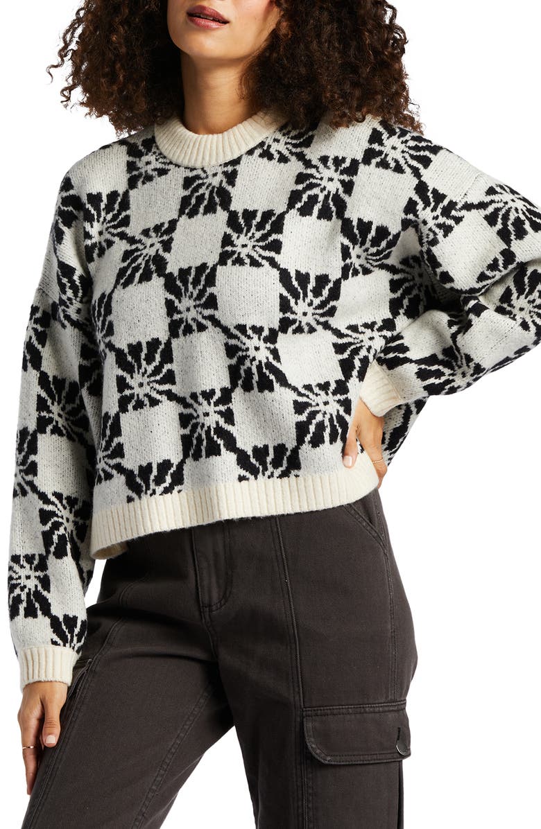 Billabong Beyond Basic Floral Crop Crewneck Sweater, Alternate, color, 