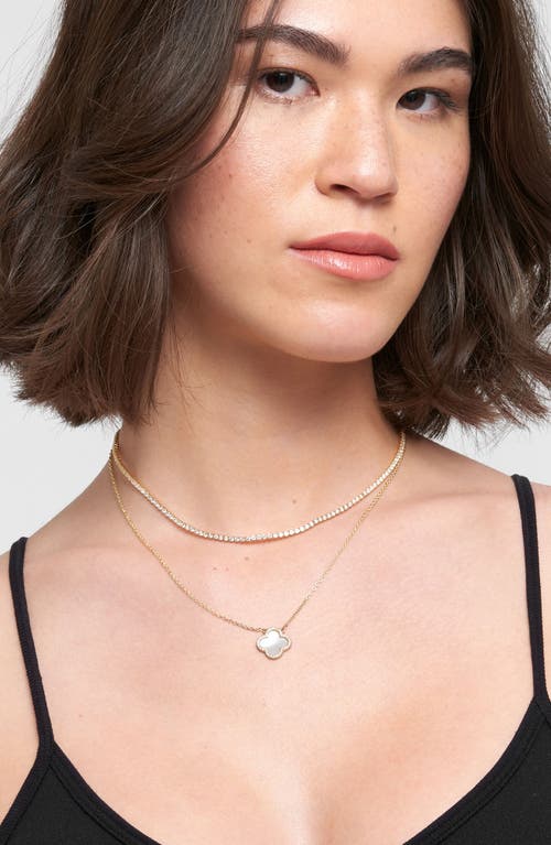 Adornia Crystal Halo Clover Pendant Necklace In Gold