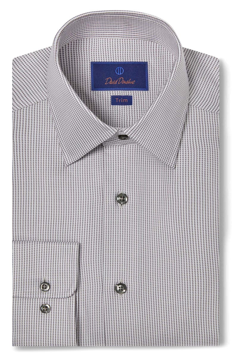 David Donahue Trim Fit Micropattern Textured Cotton Twill Dress Shirt, Main, color,