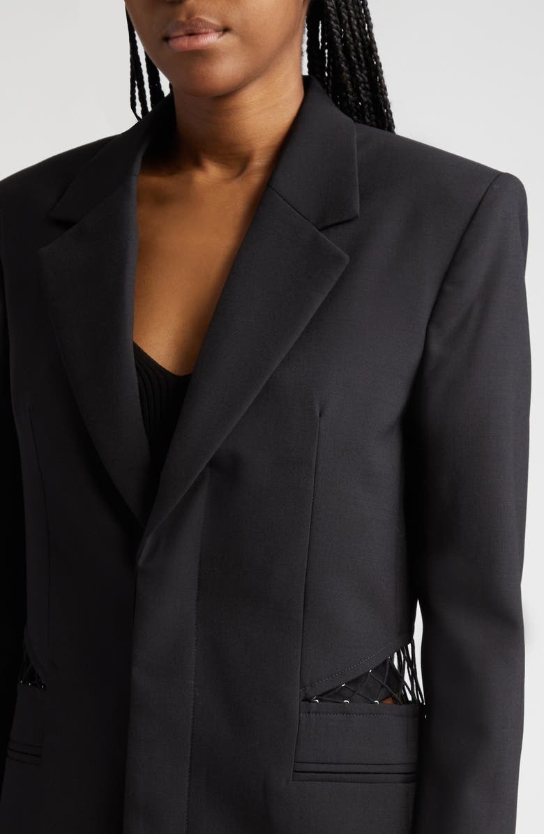 Dion Lee Lacing Detail Cutout Wool Blazer, Alternate, color, 