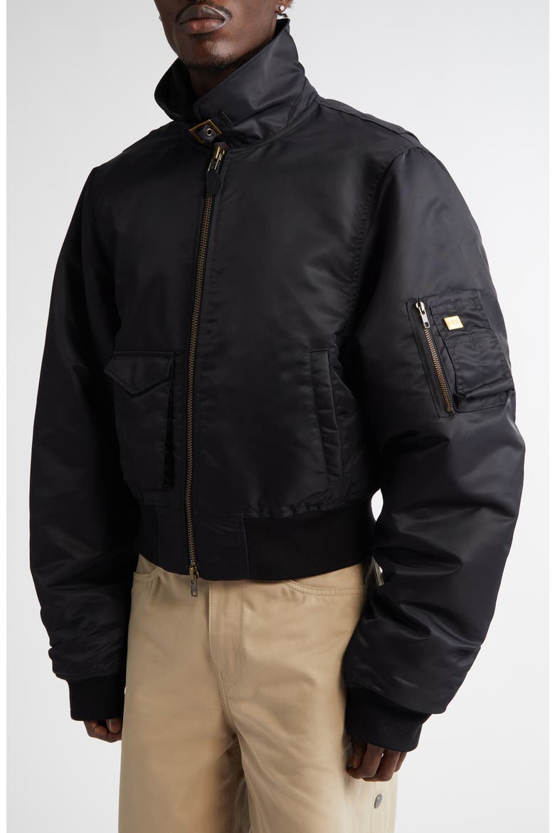 Shrunken Bomber Jacket, Alternate, color, BLACK BLACK