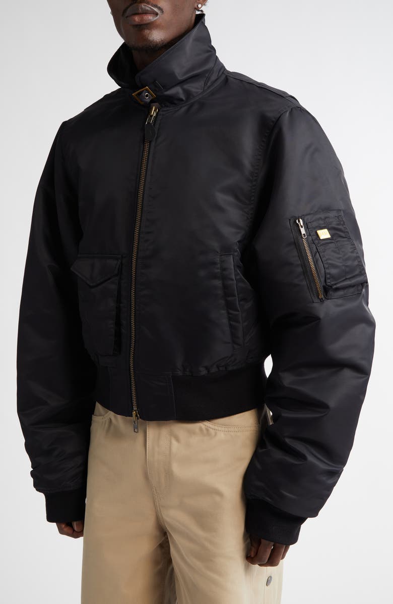 Martine Rose Shrunken Bomber Jacket, Alternate, color, Black Black