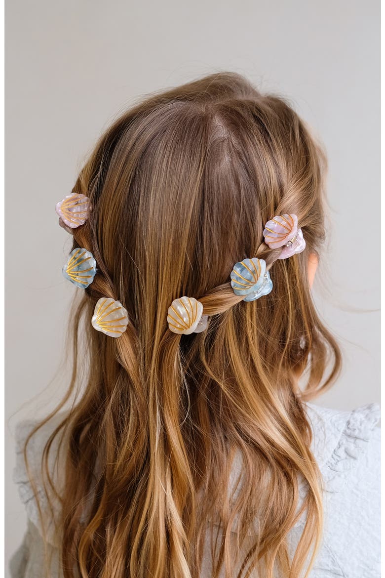 Kids' 6-Pack Assorted Mini Shell Claw Hair Clips, Alternate, color, LIGHT/ PASTEL ORANGE
