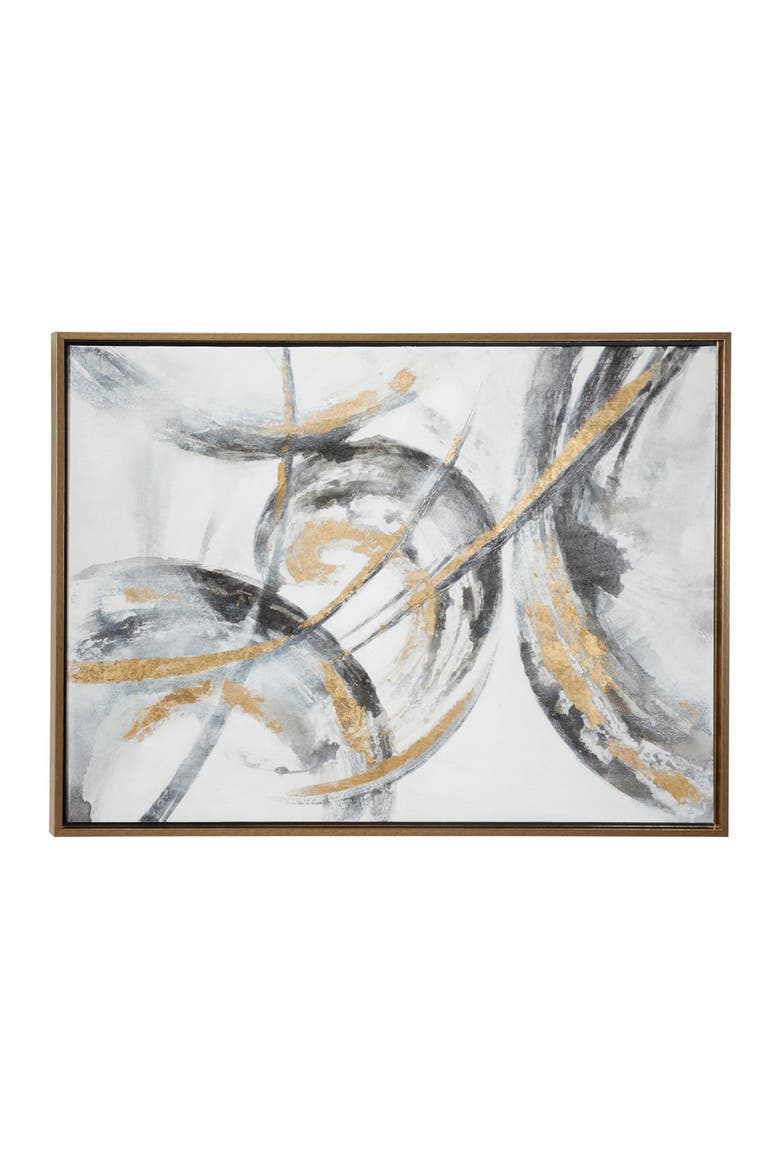 Large Metallic Gold & Black Contemporary Abstract Framed Art Painting, Alternate, color, GOLD