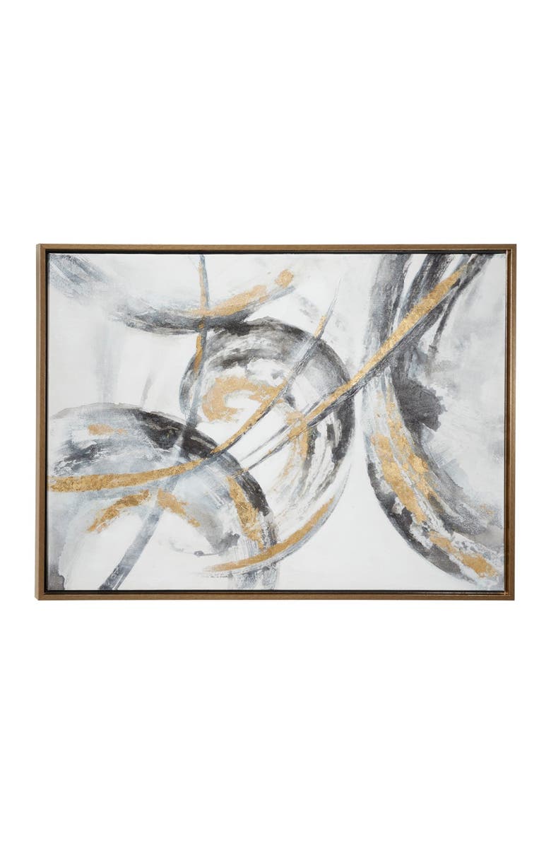 COSMO BY COSMOPOLITAN Large Metallic Gold & Black Contemporary Abstract Framed Art Painting, Alternate, color, Gold